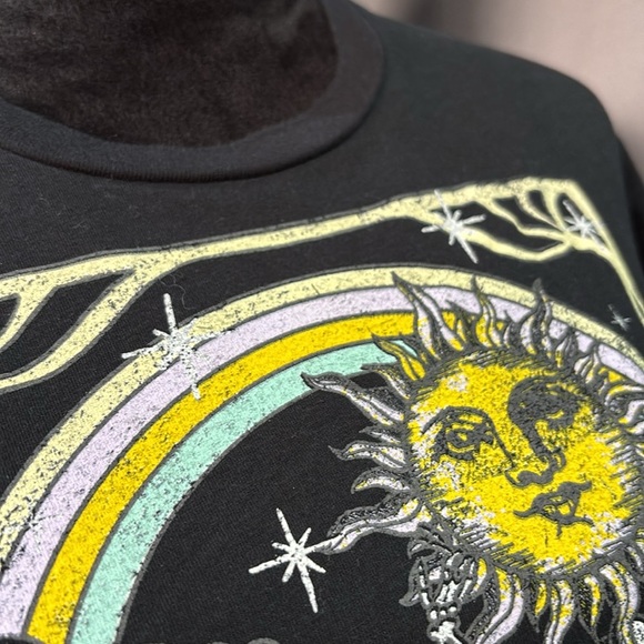 Graphic Black Tee with Colorful Print - Picture 2 of 9